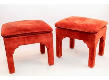 Pair Of Pillow Top Suede Benches