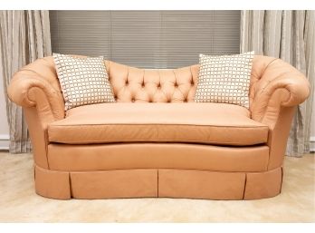 Baker Down Filled Single Cushion Tufted Loveseat + Pair Of Pier I Pillows