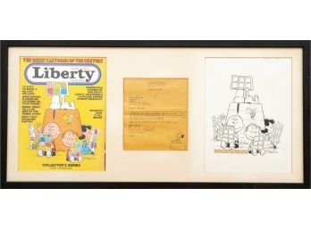 Charles Schulz Signed Letter, Cover Of Liberty Magazine Featuring Snoopy And Original Sketch  + The Winter 1973 Collector's Series Liberty Magazine