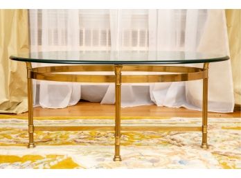Brass And Glass Oval Shaped Coffee Table