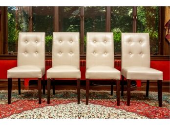 Set Of Four Pier I Imports Bonded Leather Dining Chairs