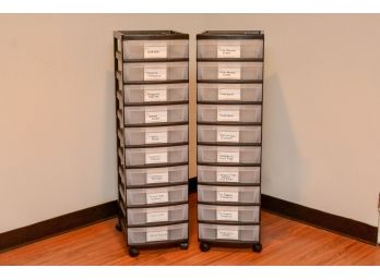 Set Of Two Ten Drawer Storage Cabinets