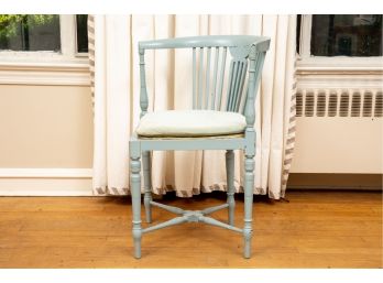 Antique Painted Wood Corner Chair With Cushion
