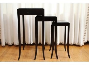Set Of Three Black Lacquer Nesting Tables