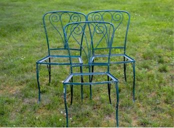Set Of Three Metal Garden Parlor Chairs