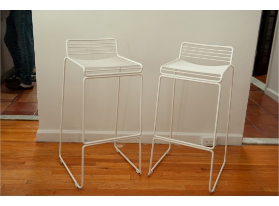 Two White Wire Stools