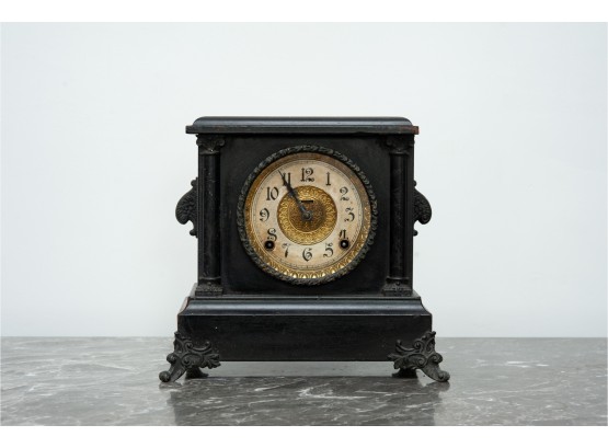 Antique E. Ingraham Co. Cast Iron Mantle Clock