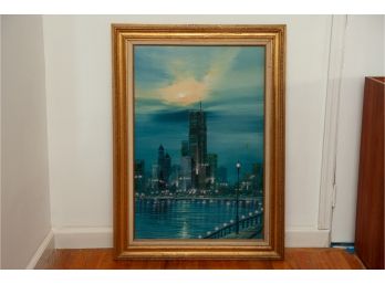 Signed Painting World Trade Center Twin Towers
