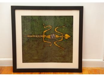 Signed Lizard Painted Tapestry Art