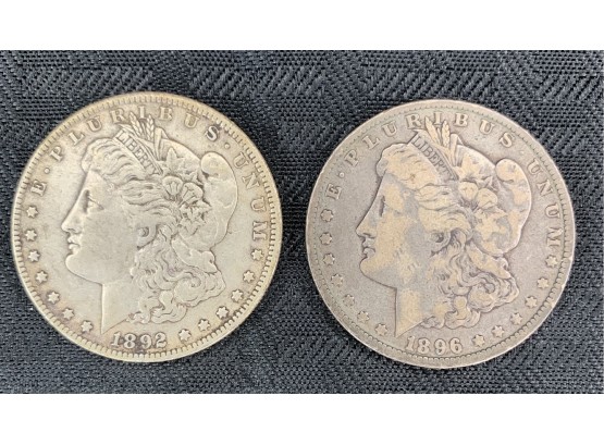 Lot Of 2 Morgan Silver Dollars 1892-O & 1896-O