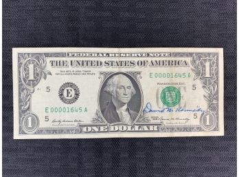 Series Of 1969 One Dollar Federal Reserve Note Hand Signed By David Kennedy