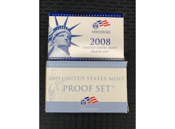 Lot Of (2) U.S. Proof Sets 2008-2009