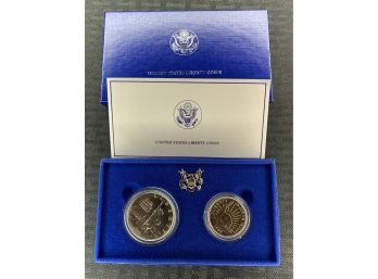 U.S. Mint 1986 Liberty Coin Set Silver Dollar And Half Dollar