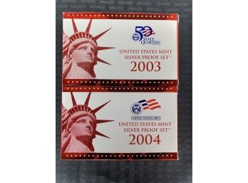 Lot Of (2) U.S. Mint Silver Proof Sets 2003 - 2004
