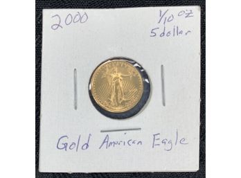 U.S. Mint 2000  Gold American Eagle Five Dollar Coin 1/10 Th Ozt .999 Fine Gold