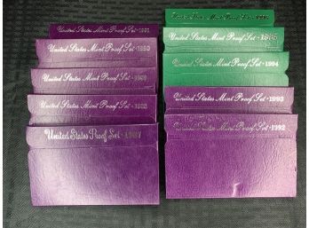 Lot Of 10 U.S. Mint Proof Sets 1987 - 1996