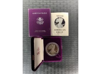 1989 American Silver Eagle Proof One Dollar Coin .999 Fine Silver