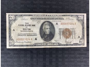 Series Of 1929 Twenty Dollar National Currency Bank Note Boston Mass