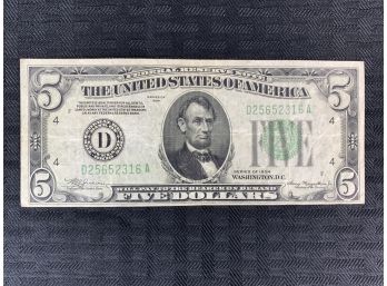 Series Of 1934 Five Dollar Federal Reserve Note U.S. Bank Note
