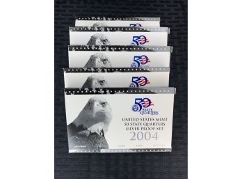 Lot Of (5) U.S. Mint Silver Proof State Quarter Sets 2004-2008