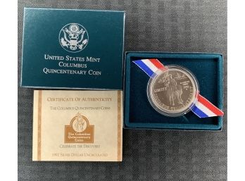 U.S. Mint 1992 Columbus Quincentenary Uncirculated Silver Dollar