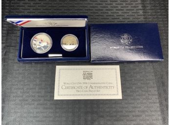 U.S. Mint 1994 World Cup Proof Silver Dollar And Half Dollar