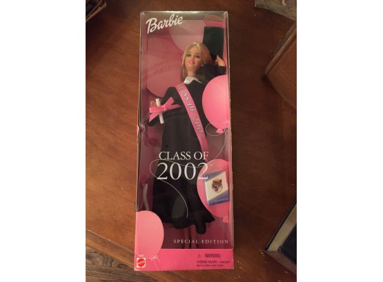 New In Box Mattell Barbie Special Edition Class Of 2002 In Black Grad Gown