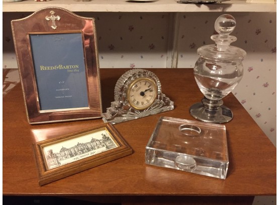 Assortment Of Fine Desk Decorative Accents Including Reed & Barton Silverplated Frame