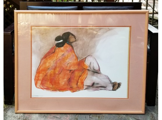 Native American Hand Colored Print, Signed Gorman
