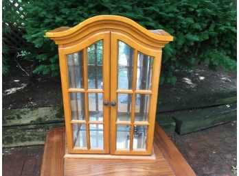 Vintage Small Wall Mount Wooden Curio Display Cabinet