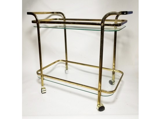 Art Deco Brass And Glass Bar Cart