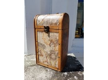 Leather Map Print Wine Carrier