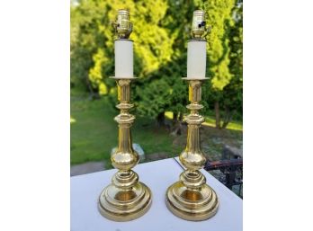 Pair Large Vintage Brass Lamps