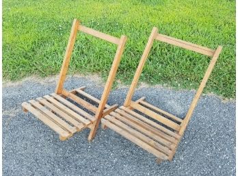 Antique Oak Beach Chairs