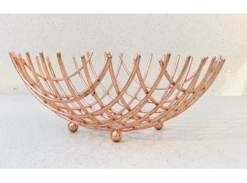 Mid Century Modern Copper Colored Metal Fruit Bowl Or Basket