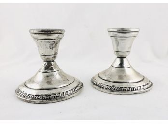 Pair Of Vintage Sterling Silver Weighted Candlesticks
