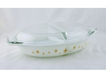 Vintage Pyrex Divided Dish With Lid - Starburst Constellation Pattern (1959 Promotional)