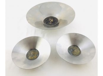 Vintage Stainless Steel Coin Bowls Attributed To Carl Auböck