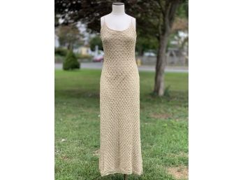 Vintage Silk Lined Open Weave Designer Maxi Dress