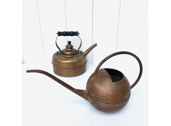 Vintage Copper Kettle And Watering Can
