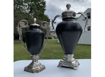 Set Of 2 Decorative Metal Urns