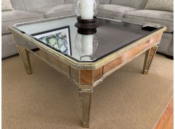 Gorgeous Mirrored Coffee Table With Gold Detail Trim