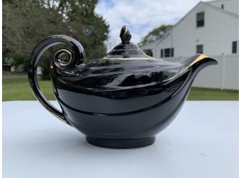 Vintage Ceramic Tea Pot With Gold Leaf Trim