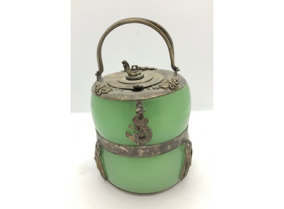 Chinese Jade Tea Kettle With Snake And Rooster Details