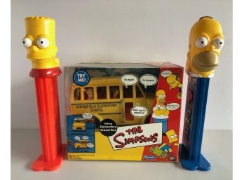 Simpsons Talking School Bus Toy, Homer And Bart Giant Pez Dispensers