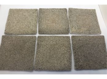 Crate & Barrel New Silver Beaded Coasters