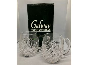 Glaway Irish Crystal Beer Mugs, New In Box