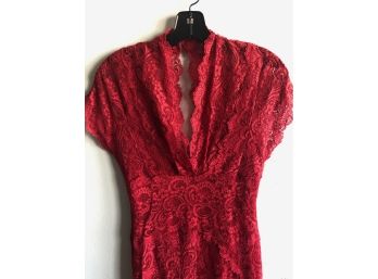 Nicole Miller Red Lacy Dress, Like New (Size Small/Petite)