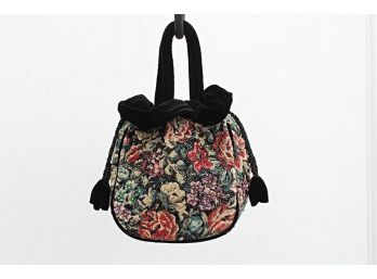 Lovely Velvet Floral Beaded Evening Bag