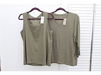Two New Chicos Army Green Tops - Size 3, Retail $25 & $35
